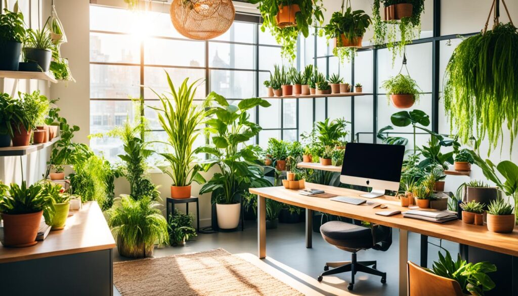 indoor plants in a plant-friendly office setting